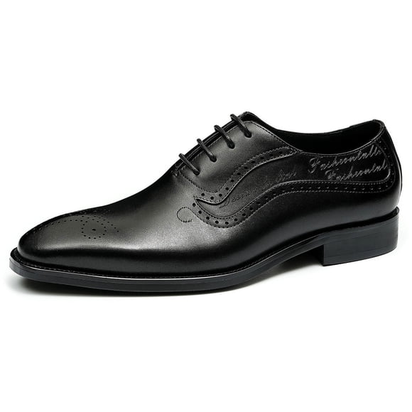 Santimon Black Dress Shoes for Men Brogue Lace up Oxford Shoes Business Formal Shoes for Wedding Party US 7.5