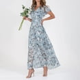 thumbnail image 1 of LOVZFMLL Robe Courte Imprimée Aguichant et Décontractée pour Femme, Manches Courtes, Col en V, Longueur Genou, Bleu Clair, Taille 3TG,, 1 of 7