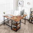thumbnail image 4 of Gymax L Shaped Corner Computer Desk Study Table w/Storage Shelves Rustic Brown, 4 of 10