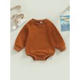 thumbnail image 2 of Faithtur Bébé Filles Garçons Sweat-Shirts Couleur Unie Manches Longues Col Rond Combinaisons Automne Hiver Bébé Bodys, 2 of 9