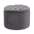 thumbnail image 3 of TOV Furniture Queen Ottomane de Rangement en Velours, Gris, 3 of 3