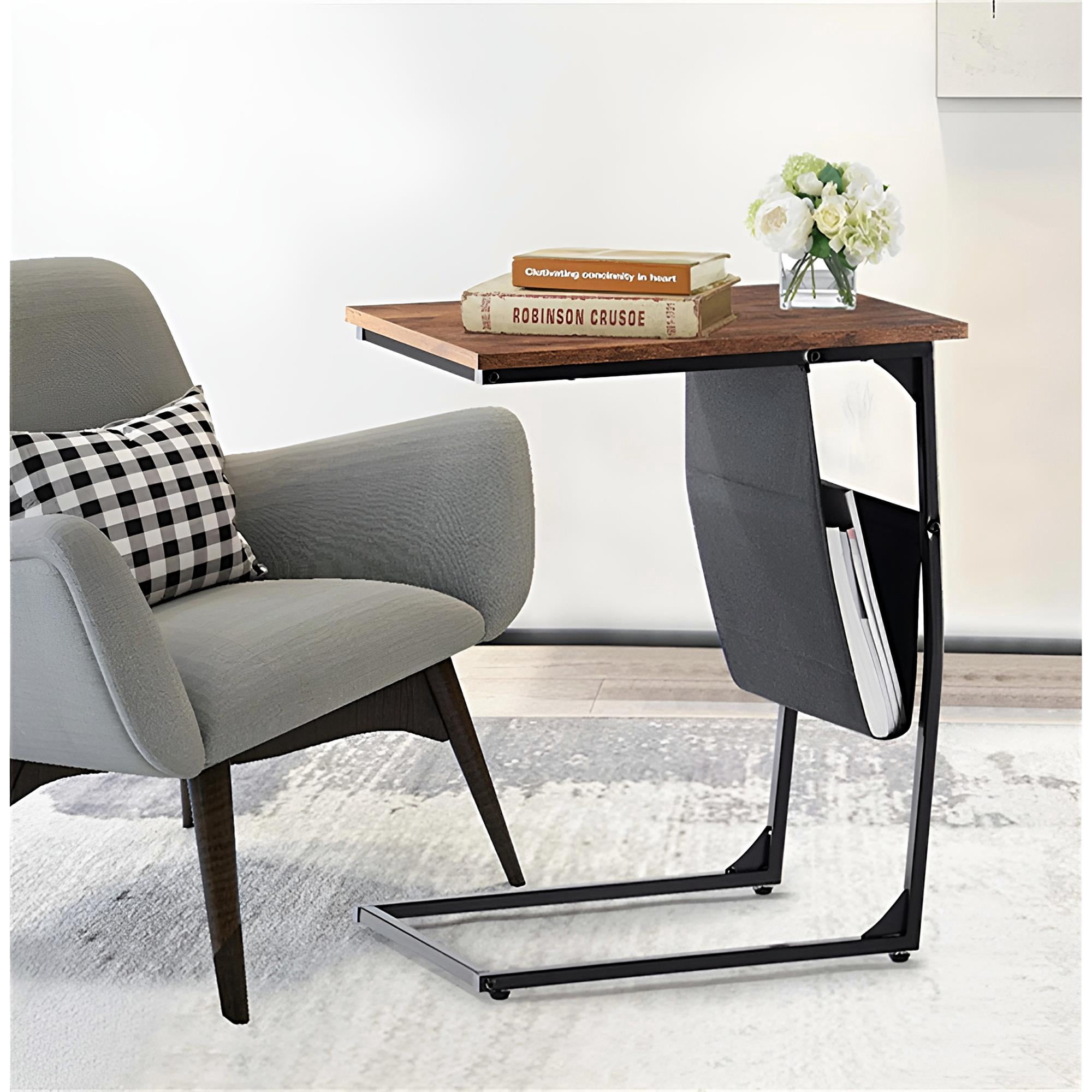C Shaped Side End Tables, Sofa Couch End Table for Living Room