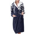thumbnail image 2 of Meichang Peignoir pour Femmes en Flanelle à Capuche Pyjamas Robes Imprimé Floral Manches Longues Poches Robe de Chambre Douillette Hiver Longues Robes, 2 of 3