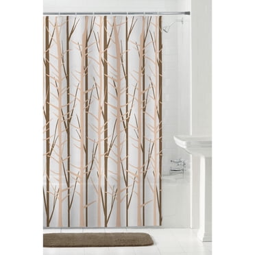 Mainstays Waterproof PEVA Woodland Shower Curtain or Liner, 70" x 72", Brown