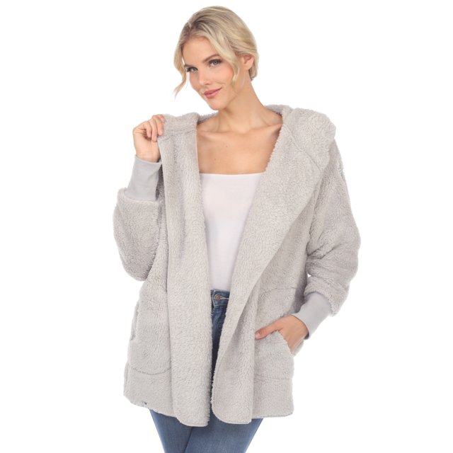White Mark Cardigan à Capuchon en Peluche pour Femmes avec Poches