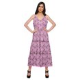 thumbnail image 1 of Moomaya Robe Longue Maxi pour Femmes en Coton Imprimé à Bretelles Spaghetti et Col en V, 1 of 6
