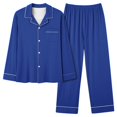 thumbnail image 1 of Posijego Womens Long Sleeve Button down Pajama Set Collared Shirts Casual Pants Plain Loungewear Pjs, 1 of 4