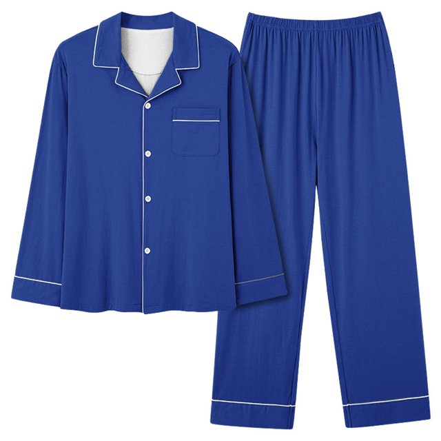 Posijego Womens Long Sleeve Button down Pajama Set Collared Shirts Casual Pants Plain Loungewear Pjs