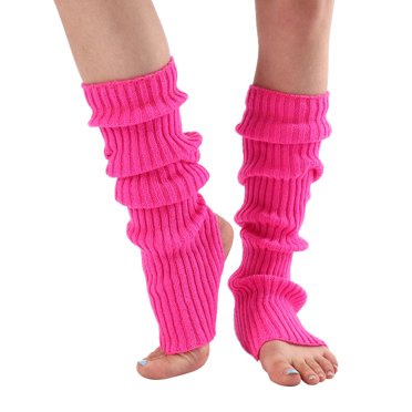 Hontri Leg Warmers for Women Winter Long Leg Warmer Womens Men 80S Ribbed Knit Dance Sports Leg Warmer Leg Warmers Y2K Hot Pink