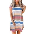 thumbnail image 1 of Innerwin Robe T-Shirt Évasée pour Femme, Robe d'Été Tunique Ample Courte Mini, Orange Bleu 2TG, 1 of 7