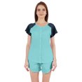 thumbnail image 1 of Inkmeso Solid 2 Pc Nightwear Set For Women Raglan Sleeves Button-Down Top & Shorts Sleepwear-77, 1 of 7