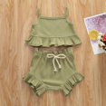 thumbnail image 1 of Kids Baby Girls Lace Solid Color Suspender Top with Sweet Short Trousers Clothes Set, 1 of 4