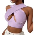 thumbnail image 1 of Honganda Débardeurs Croisés pour Femmes, Crop Top Sans Manches Couleur Unie, 1 of 2
