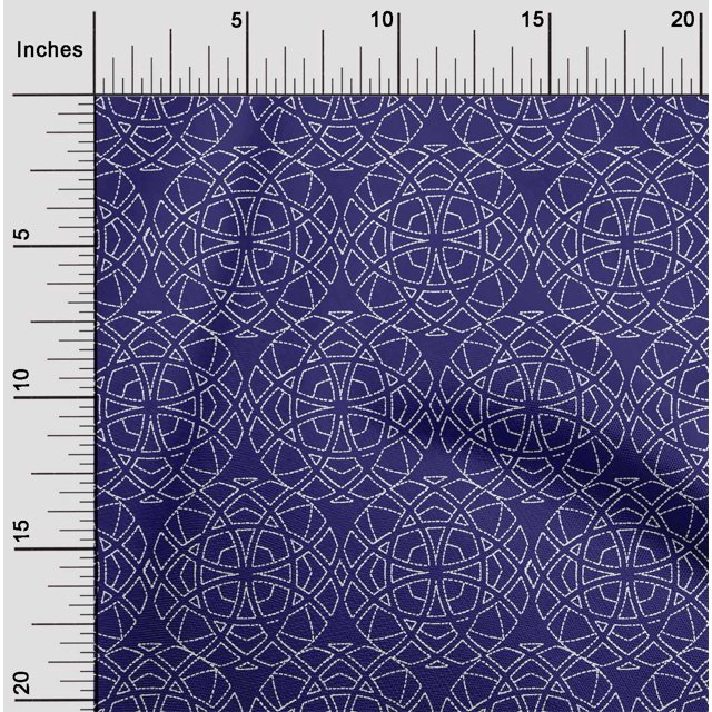 oneOone Cotton Silk Fabric Shapes Geometric Sashiko Print Decor Fabric Printed BTY 42 Inch Wide