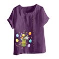 thumbnail image 4 of EGNMCR Shirts T - de Pâques pour Femmes T-Shirts Imprimé de Pâques T-Shirt d'Été Oversize Décontracté à Col Rond à Manches Courtes à Imprimé Floral Chemise Ample Hauts Femmes T-Shirts, 4 of 5