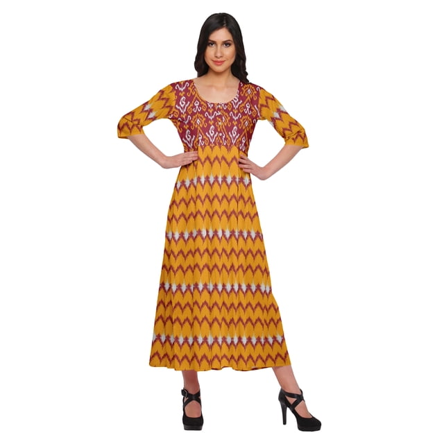 Moomaya Kurti Ligne A pour Femmes Kurti Longue Imprimée Robe Haut Indien pour Femmes