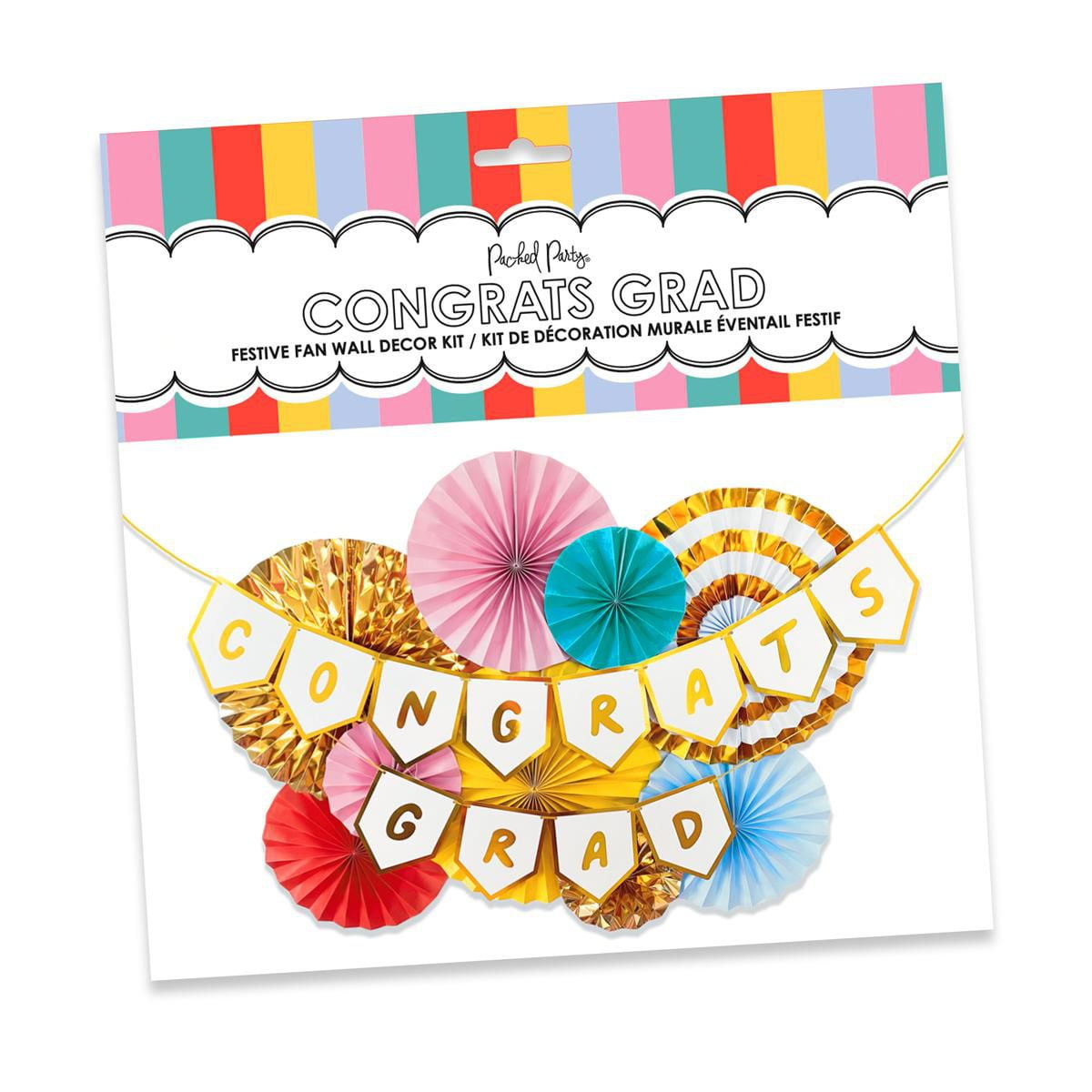 Packed Party "Congrats Grad" Fan de papier + décor de bannière
