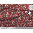 thumbnail image 2 of Soimoi Red Modal Satin Fabric Snowflake & Red Berries Fruits Printed Fabric 1 Yard 42 Inch Wide, 2 of 6