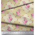thumbnail image 3 of Soimoi Rayon Crepe Fabric Leaves, & Rose Floral Decor Fabric Printed Yard 46 Inch Wide, 3 of 3