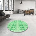 thumbnail image 4 of Ahgly Tapis Rond Lavable en Machine Intérieur Transitionnel Vert, 7 Pieds Rond, 4 of 7