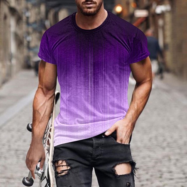 Qertyioot T-shirt à Manches Courtes pour Hommes à Imprimé, Col Rond, Mode Décontractée, Manches Courtes, Liquidation