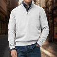 thumbnail image 2 of Migroa Essential Men's Quarter-Zip Sweatshirt -Solid Color Stand-Up Collar Design, Multiple Color Options, Premium Casual Wear Under $20, White 5Xl, 2 of 4