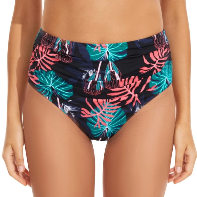 Women's High Waisted Bikini Bottom Full Coverage Bathing Suits Bottoms Tummy Control Swim Bottom Briefs