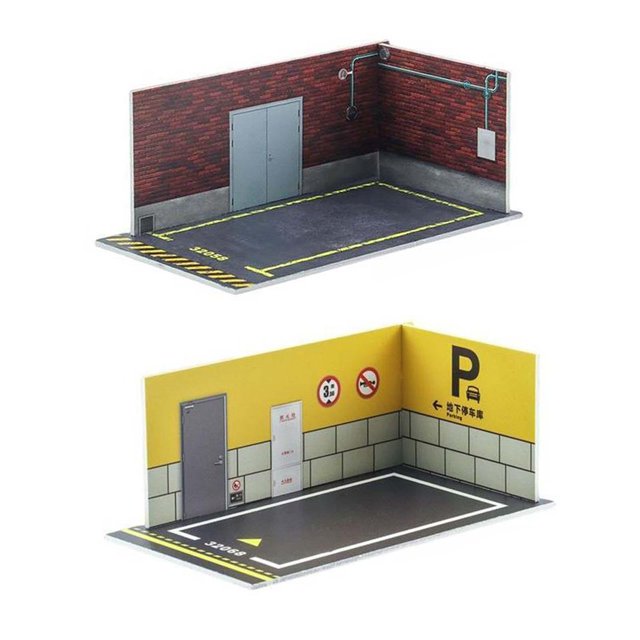 lionlar 2 Pcs Modèle Réduit de Parc de Stationnement 1:32 Garage pour Diorama