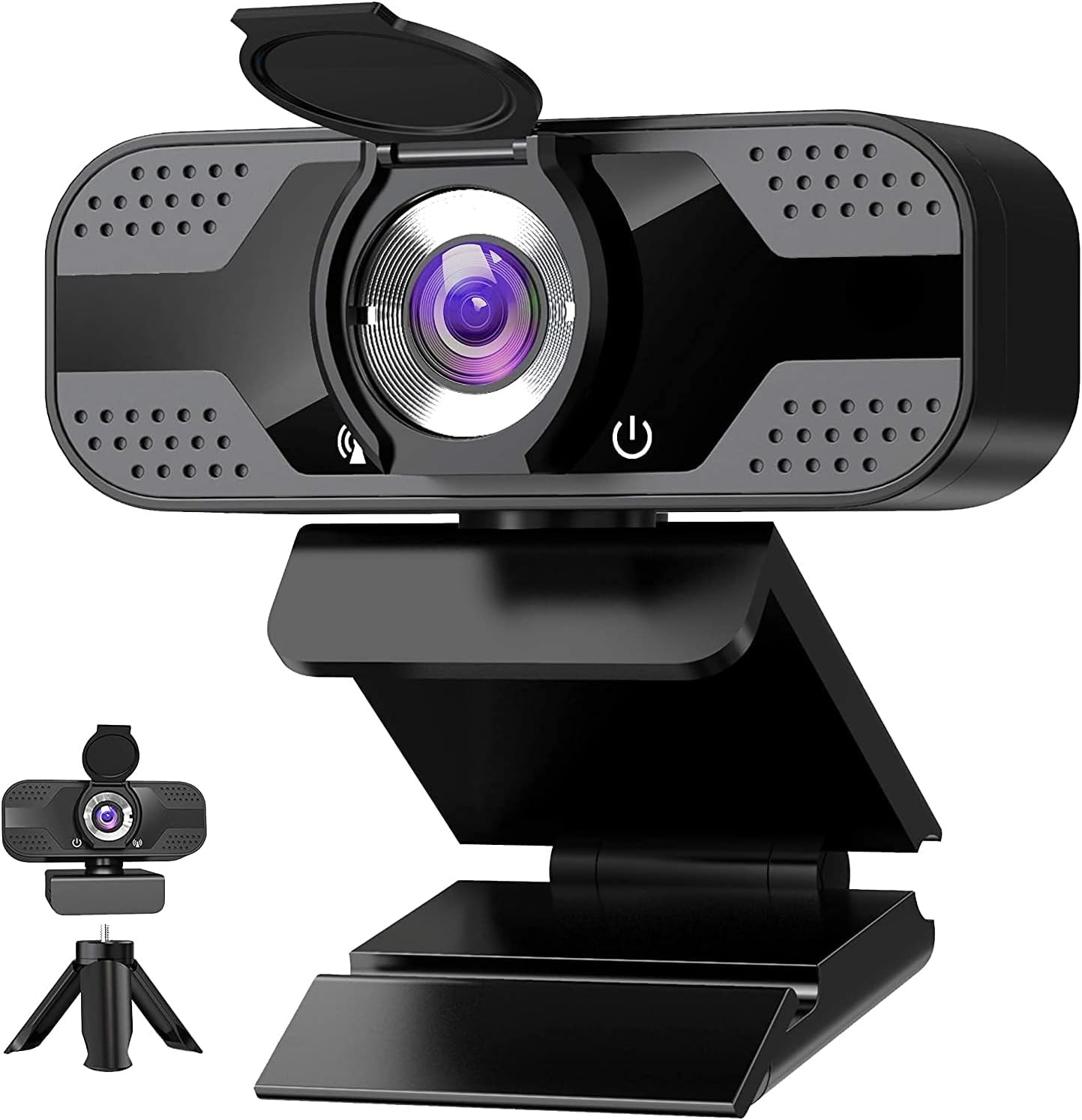 Webcam with Microphone for Desktop, 1080P HD USB Computer Cameras with Privacy Cover&Webcam Tripod, Streaming Webcam with Flexible Wide Angle Webcam