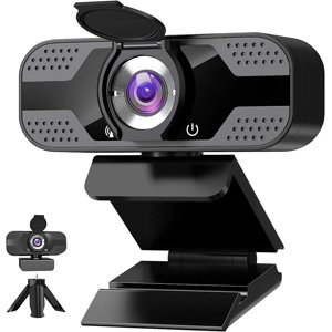 Webcam avec Microphone pour le bureau, 1080P HD USB Caméras d'ordinateur avec protection de la vie privée & Webcam Tripod, streaming Webcam avec Flexible Wide Angle Webcam