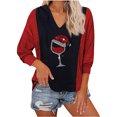 thumbnail image 1 of CEHVOM Blouse à Capuche Imprimée T-Shirt à Manches Longues Col en V Automne pour Femme, 1 of 5