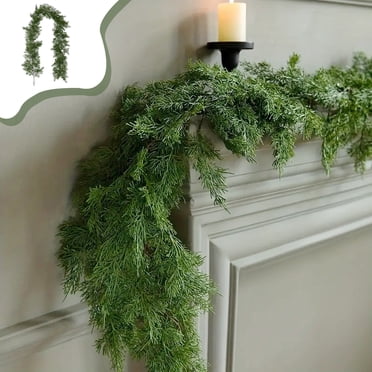 Dvkptbk Guirlande de Noël Artificielle 6,2 Pi Toucher Réaliste Guirlande de Pin de Norfolk d'Hiver Aiguille Verdure Guirlande pour Noël Extérieur Intérieur Table Manteau de Cheminée Décoration Murale