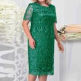 thumbnail image 1 of Robe d'Été pour Femmes 2024 Mode Grande Taille Robe à Manches Courtes avec Empiècements Brodés en Dentelle Cocktail Fête Rabais de 50 % Liquidation!, 1 of 6