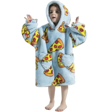 Couverture à Capuchon Portable pour Enfants en Flanelle, Chandail à Capuchon Surdimensionné, Couverture à Capuchon pour Garçons, Filles et Tout-Petits, Couverture à Capuchon Douillette et Duveteuse avec 2 Poches, Cadeau de Noël