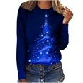 thumbnail image 1 of Jienlioq Hauts de Noël pour Femmes Liquidation T-Shirt Imprimé Manches Longues Blouse Col Rond Décontracté Chandail en Molleton, 1 of 3