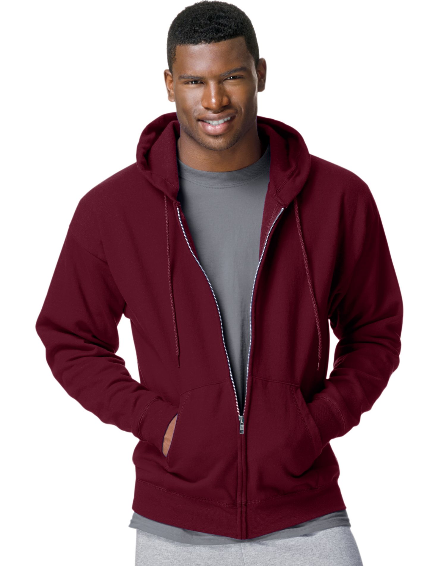 Hanes ComfortBlend EcoSmart Chandail à Capuchon à Fermeture Éclair Complète pour Hommes, m, Marron