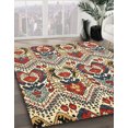 thumbnail image 2 of Ahgly Company Tapis d'Intérieur Carrés Abstraits Rouge Brun, Tapis de Zone Abstraits, 3 Pieds Carré, 2 of 6