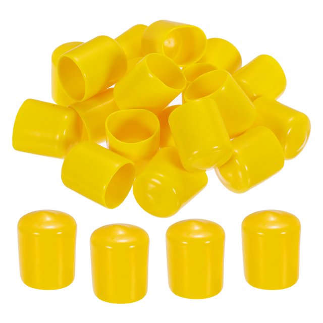 Unique Bargains 20 Pcs Capuchons d'Extrémité en Caoutchouc 22mm Couvre-Vis en PVC Vinyle Protecteur de Filetage de Vis Capuchons Ronds pour Tablette en Fil Jaune