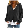 thumbnail image 1 of Cardigan pour Femmes Chandail Mode Femmes Uni Col en V Boutons Décontracté Extensible Tricoté Chandail Cardigan Manteau, 1 of 9