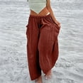 thumbnail image 2 of XZNGL Women Casual Pant Loose Comfy Drawstring Wide Leg Crop Trousers With Pockets, 2 of 8
