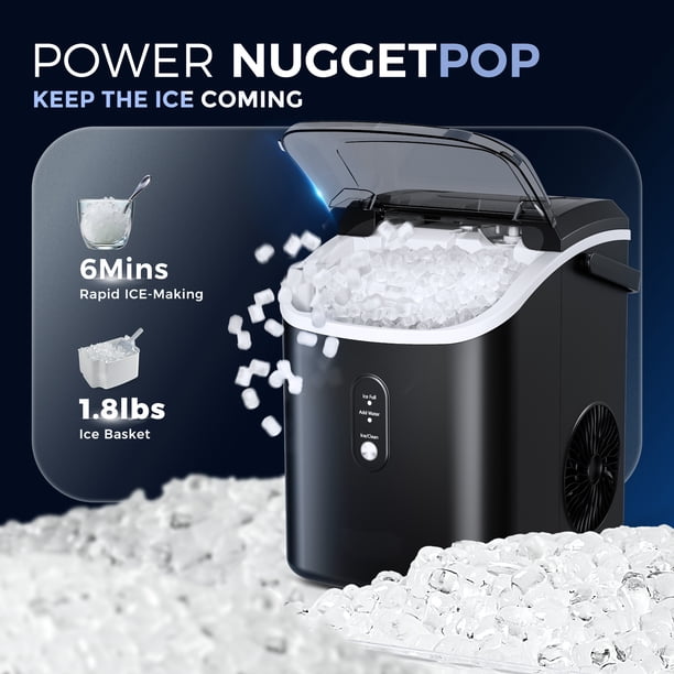 Simzlife 35lbs/24H Nugget Ice Maker Countertop,Portable Ice Maker