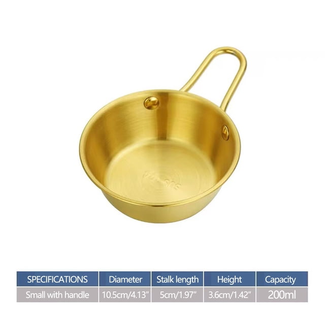 Birdeem Cooking Snack Seasoning Bowl with Handle, Golden Rice Bowl, Hot and Cold Wine Bowl, Stainless Steel Rice Wine Bowl