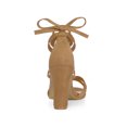 thumbnail image 4 of BLISSFUL STEP Women's Open Toe Lace-Up High Block Heeled Sandals Khaki (Size 7), 4 of 7