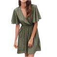 thumbnail image 3 of SMihono Robe d'Été Grande Taille pour Femmes 2023 Mode Imprimée Décontractée Printemps et Été Col en V Manches Courtes Longueur Genou, 3 of 4