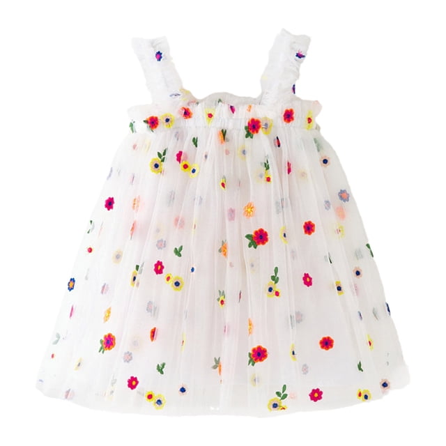 Robes Décontractées pour Filles Sans Manches Tutu pour Tout-Petites Robe de Fée Robe en Tulle 5-6 Ans