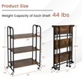 thumbnail image 2 of Gymax 3-Tier Folding Bar Cart Kitchen Serving Island Utility Cart Storage Shelves, 2 of 10