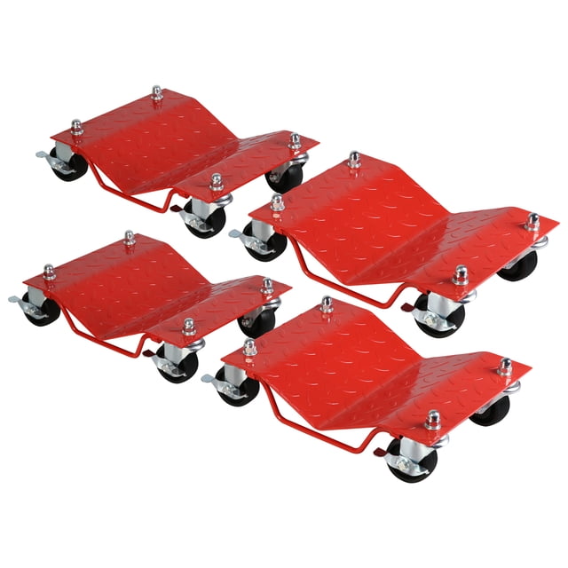 Iron Heavy Duty Car Dolly with Wheels, Brake for Moving, Car Repair