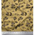 thumbnail image 1 of Soimoi Brown Rayon Fabric Leaves & Floral Decor Fabric Printed BTY 42 Inch Wide, 1 of 3