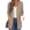 thumbnail image 1 of Innerwin Cardigan en Tricot à Manches Longues pour Femmes, Vêtement d'Extérieur, Vacances, Couleur Unie, Cardigans Doux, Kaki, TG, 1 of 3