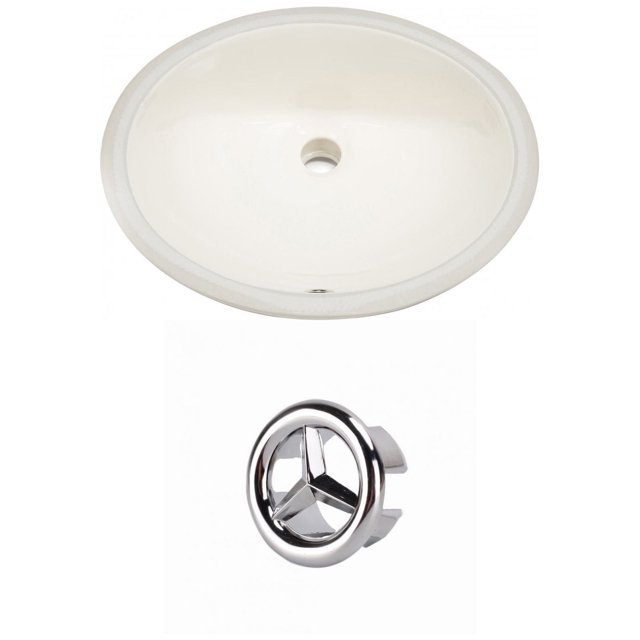 19.5-in. W CUPC Oval Bathroom Undermount Sink Set In Biscuit - Chrome Hardware AI-20477